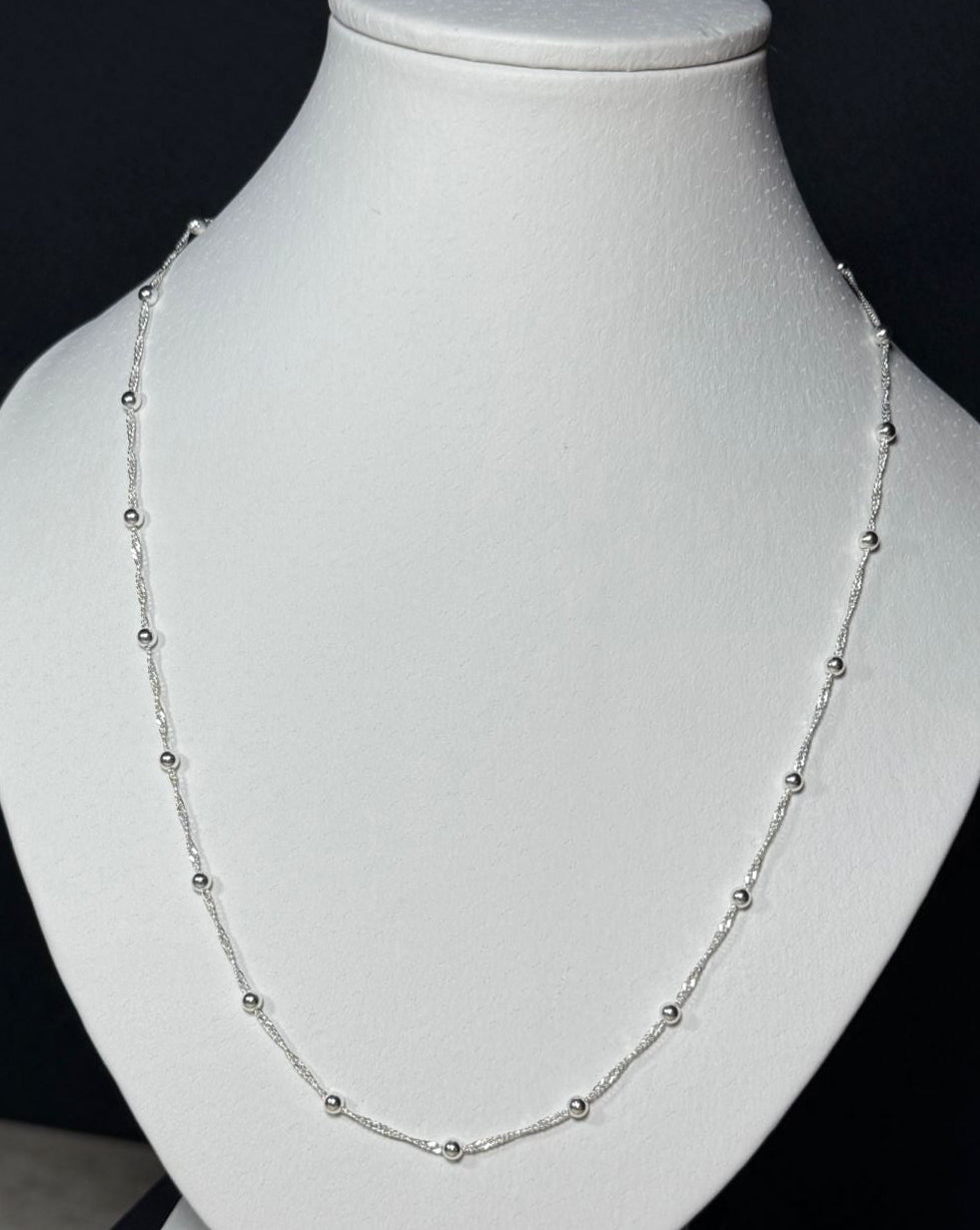 Cadena Singapur con bolitas | Plata 925