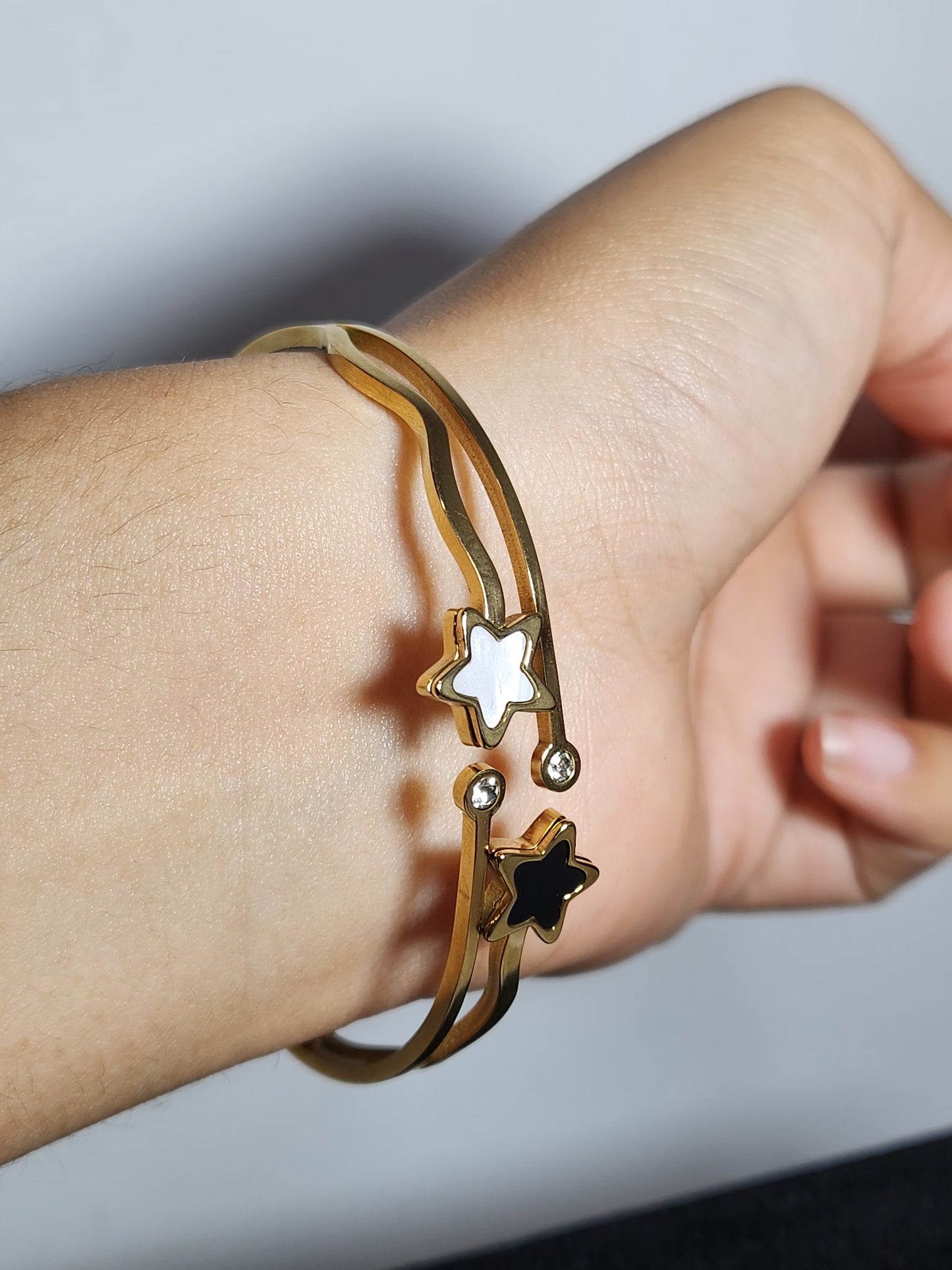 Esclava doble estrellas | Acero dorado