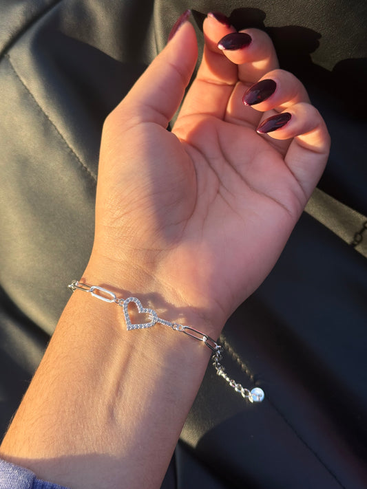 Pulsera corazón brillo | Acero