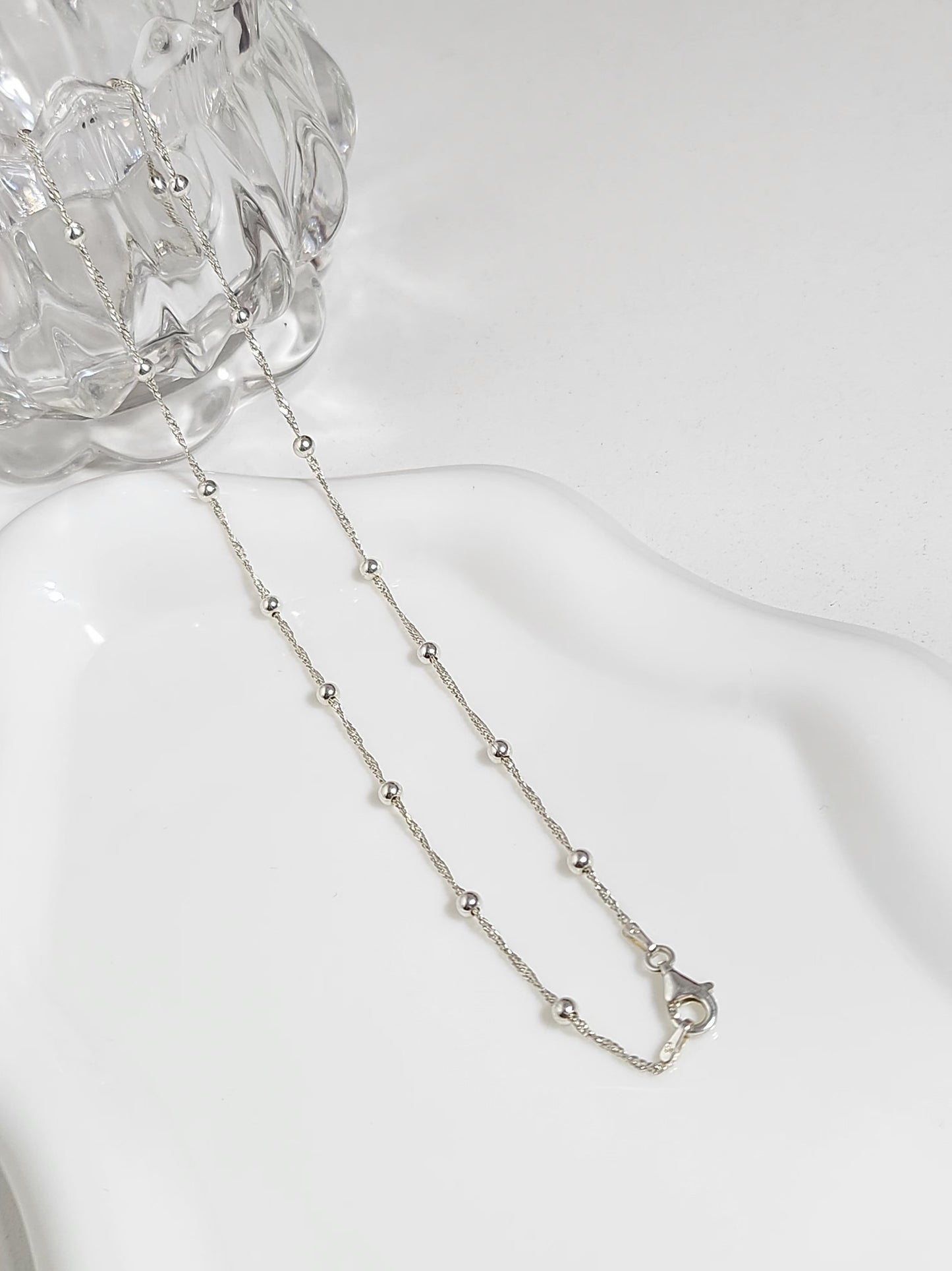 Cadena Singapur con bolitas | Plata 925