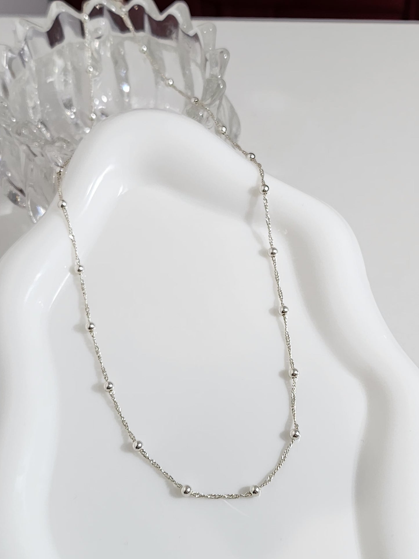 Cadena Singapur con bolitas | Plata 925