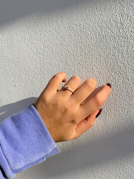 Anillo cubic violeta | Acero