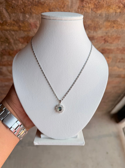 Combo cadena más dije femenina acero blanco