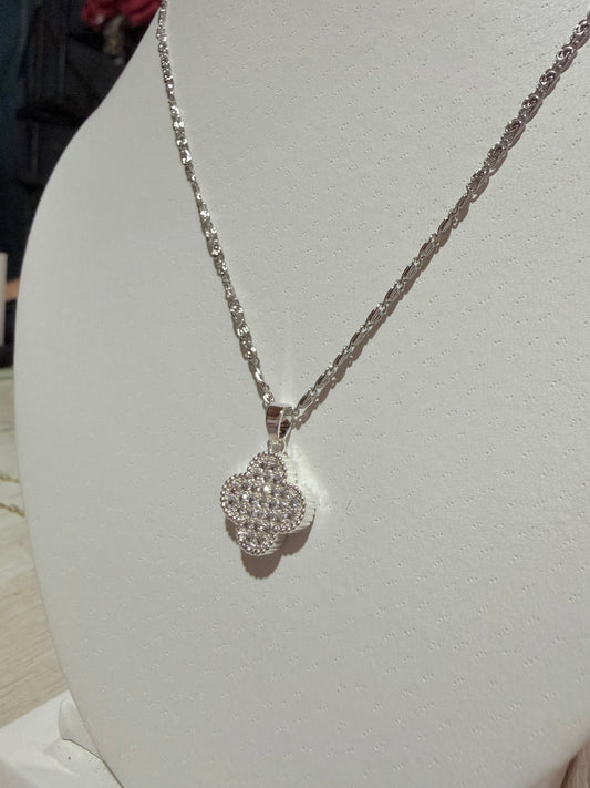 Combo trébol femenino acero blanco