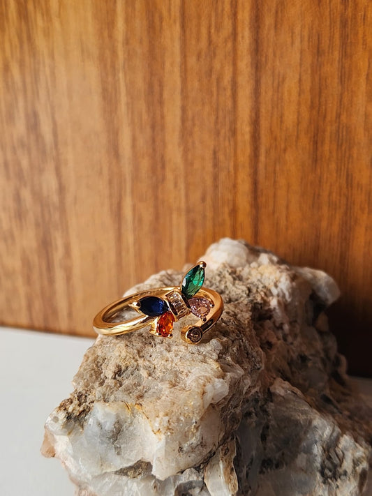 Anillo piedras | Acero dorado